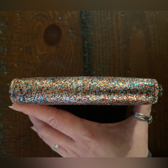 Coach X Keith Haring small zip around leather multi glitter wallet G/EC ~ - Picture 10 of 16